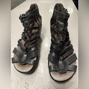 Jambu Strappy Gladiator Wedge Sandals - Grey